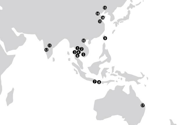 Location Map of Tire Plants (Asia / Oceania)